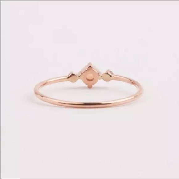 Dainty Opal & CZ ring on 14k Rose Gold over Silver - Picture 5 of 5